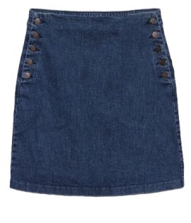 Side Bittoned Skirt-Denim